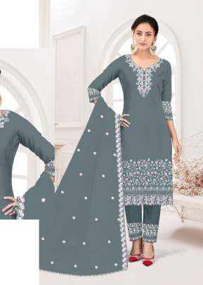 Mah E Rooh Heavy Faux Georgette With Embroidery Work With Pakistani Readymade Suit Grey Color DN 4113