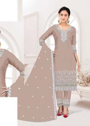 Mah E Rooh Heavy Faux Georgette With Embroidery Work With Pakistani Readymade Suit Cream Color DN 4113