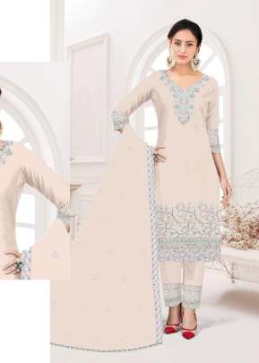 Mah E Rooh Heavy Faux Georgette With Embroidery Work With Pakistani Readymade Suit White Cream Color DN 4113