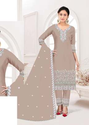 Mah E Rooh Heavy Faux Georgette With Embroidery Work With Pakistani Readymade Suit Cotton Cream Color DN 4113