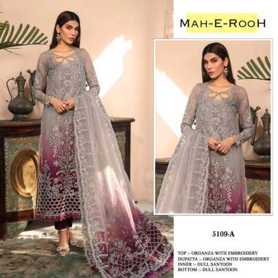 Mah E Rooh Heavy Organza With Embroidery Work With Sequence Work Pakistani Suit DN 5109