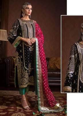 Mah E Rooh Velvet With Heavy Embroidery Sequence Work Suit Black Color DN 4112 