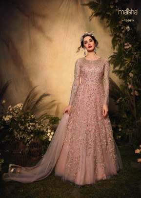 Maisha Designer Heavy Net With Embroidery Work Anarkali Gown Pink Color DN 10011