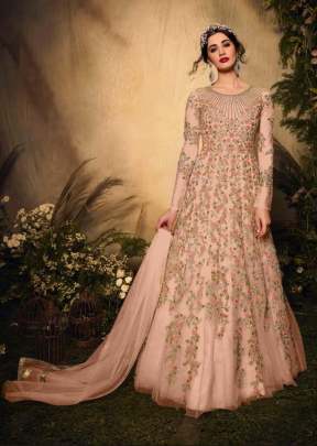 Maisha Designer Heavy Net With Embroidery Work Anarkali Gown Peach Color DN 10011