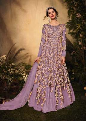 Maisha Designer Heavy Net With Embroidery Work Anarkali Gown Purple Color DN 10011