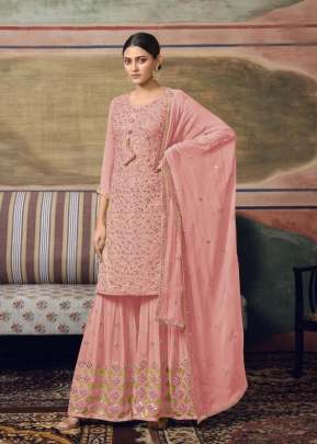 Maisha Heavy Faux Georgette With Sequence Work Palazzo Suit Pink Color DN 11062