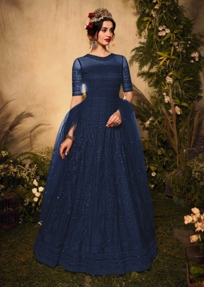 Maisha Maskeen Saumya colors Designer Anarkali Suit DN 10012 Dark Blue