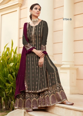 Maisha Nazakat Designer Suit DN 9704 Dark Grey Color