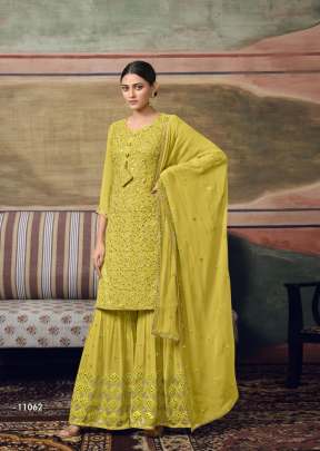 Maisha Zareen Heavy Faux Georgette Salwar Kameez Lemon Yellow Color DN 11062