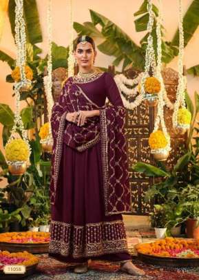 Maisha Zeynep Heavy Faux Georgette Salwar Suit Wine Color DN 11058