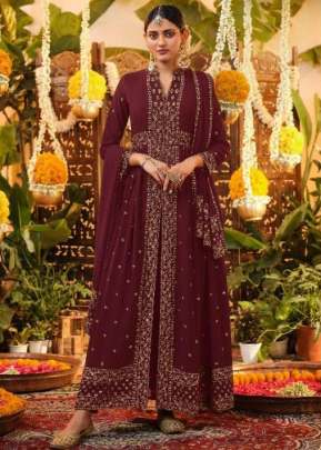 Maisha Zeynep Heavy Faux Georgette Salwar Suit Maroon Color DN 11060