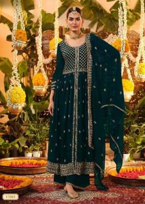 Maisha Zeynep Heavy Faux Georgette Salwar Suit Rama Green Color DN 11059