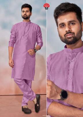 Malki Matching Kurta With Polo Pant Banglori Silk Mens Kurta Payjama Purple Color