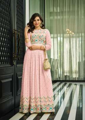 Minakshi Heavy Faux Georgette Designer Anarkali Gown Pink Color DN 1438