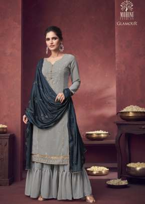 Mohini Glamour Heavy Faux Georgette  With Embroidery Work Palazzo Suit Grey Color DN 99002