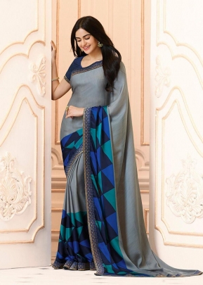 NF Adah Vinay Weightless Georgette Saree Grey Color