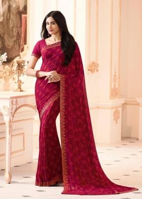 NF Adah Vinay Weightless Georgette Saree Dark Pink Color