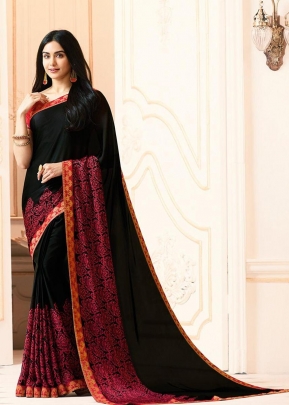 NF Adah Vinay Weightless Georgette Saree Black Color