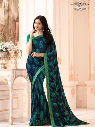 NF Adah Vinay Weightless Georgette Saree Blue Color