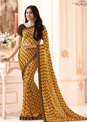 NF Adah Vinay Weightless Georgette Saree Yellow Color