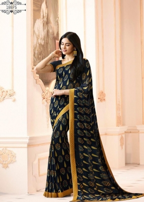 NF Adah Vinay Weightless Georgette Saree Dark Blue Color