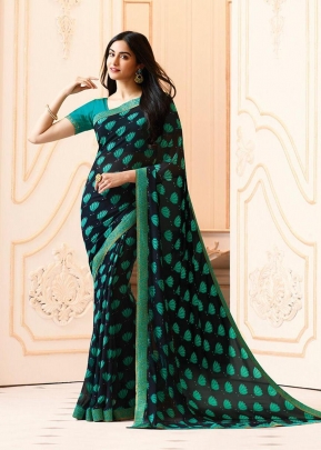 NF Adah Vinay Weightless Georgette Saree Blue And Green Color