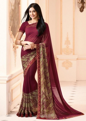 NF Adah Vinay Weightless Georgette Saree Maroon Color