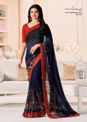 NF Vinay Georgette Saree Blue Color