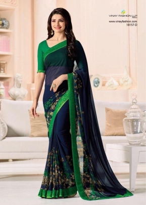 NF Vinay Georgette Saree Blue And Green Color