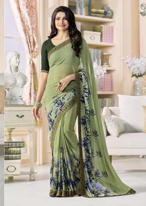 NF Vinay Georgette Saree Mehndi Color