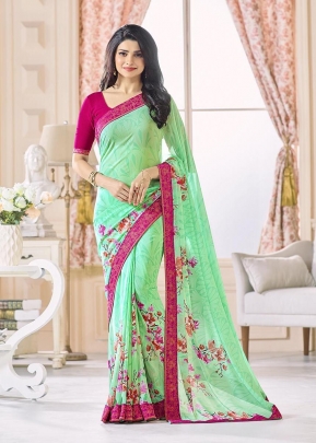 NF Vinay Georgette Saree Pista Color