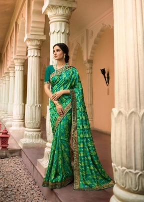 NF Vinay Weightless Printed Saree DN 21936 Parrot Color