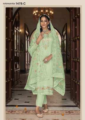 Nyra Heavy Faux Georgette With Embroidery Work Designer Suit Pista Color DN 1478