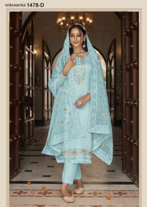 Nyra Heavy Faux Georgette With Embroidery Work Designer Suit Sky Color DN 1478