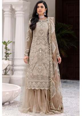 Net With Sequence Embroidery Work With Diamond Work Pakistani Suits Chiku Color DN 131