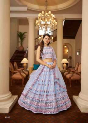 New Exclusive Bridal Gota Patti With Thread Embroidered Lehenga Choli Sky Blue Color DN 1933