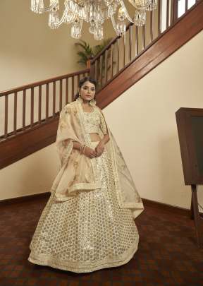 New Exclusive Bridal Gota Patti With Thread Embroidered Lehenga Choli Beige Color DN 1922