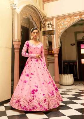 New Exclusive Cotton Shibori Print With Embroidered Anarkali Gown Pink Color DN 4724