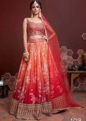 New Exclusive Regular And Plus Size Semi-Stitched Lehenga Choli Collection Orange Color DN 103