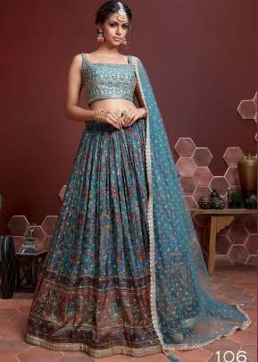 New Exclusive Regular And Plus Size Semi-Stitched Lehenga Choli Collection Sky Blue Color DN 106