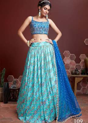 New Exclusive Regular And Plus Size Semi-Stitched Lehenga Choli Collection Sky Blue Color DN 109