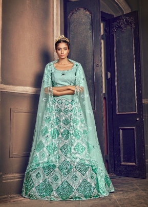 New Sequined Embroidered Lehenga Choli DN 1705 Light Blue Color