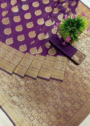 Nt Pot Butta Soft Banarasi Silk Saree Wine