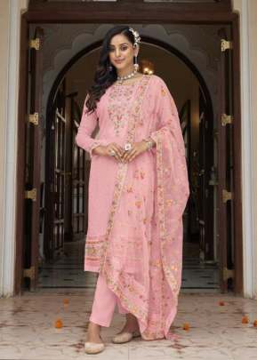 Nyra Heavy Faux Georgette With Embroidery Work Designer Suit Pink Color DN 1475