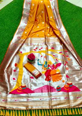 Paithani Vol 11 Banarasi Soft Silk Paithani Saree Yellow Color