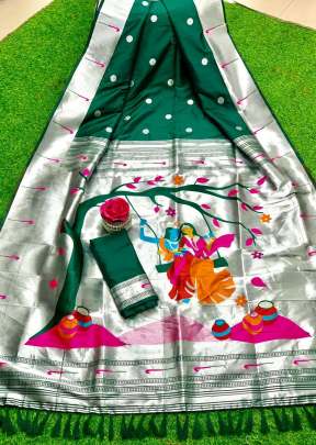 Paithani Vol 11 Banarasi Soft Silk Paithani Saree Green Color