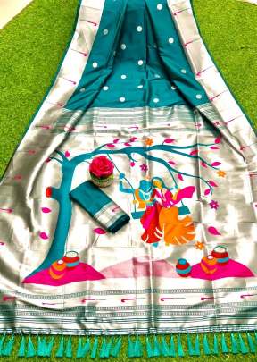 Paithani Vol 11 Banarasi Soft Silk Paithani Saree Sky Color