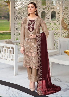 Pakistani Heavy Faux Georgette Salwar Suit DN 7119 Dark Cream