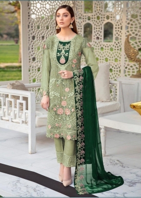 Pakistani Heavy Faux Georgette Salwar Suit DN 7119 Pista Green