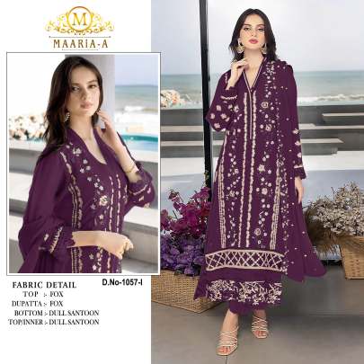 Pakistani Maaria A Heavy Faux Georgette With Embroidery Suit DN 1057 Dark Colors